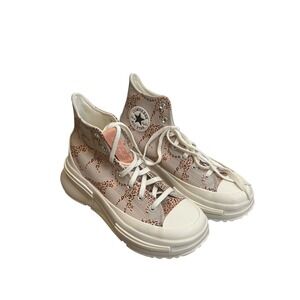 Converse Run Star Legacy CX High Top Platform Sneakers Pink Leopard Print Womens